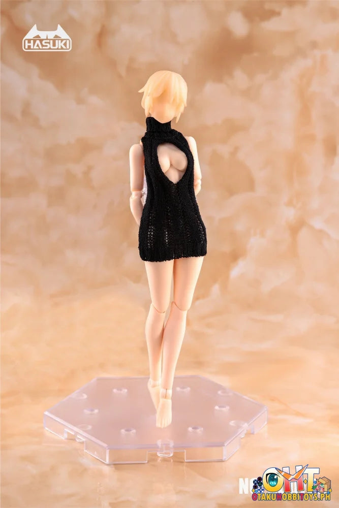 HASUKI 1/12 Action Figure Clothing Backless Hand Knitted Sweater Black Articulated Figure