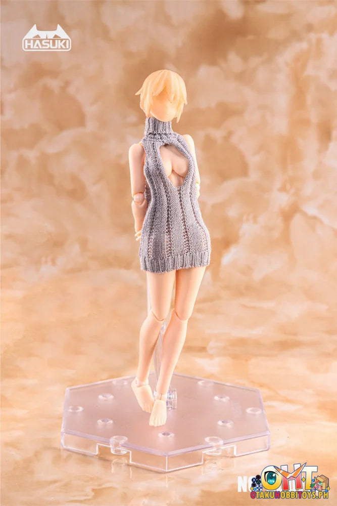 HASUKI 1/12 Action Figure Clothing Backless Hand Knitted Sweater Gray Articulated Figure