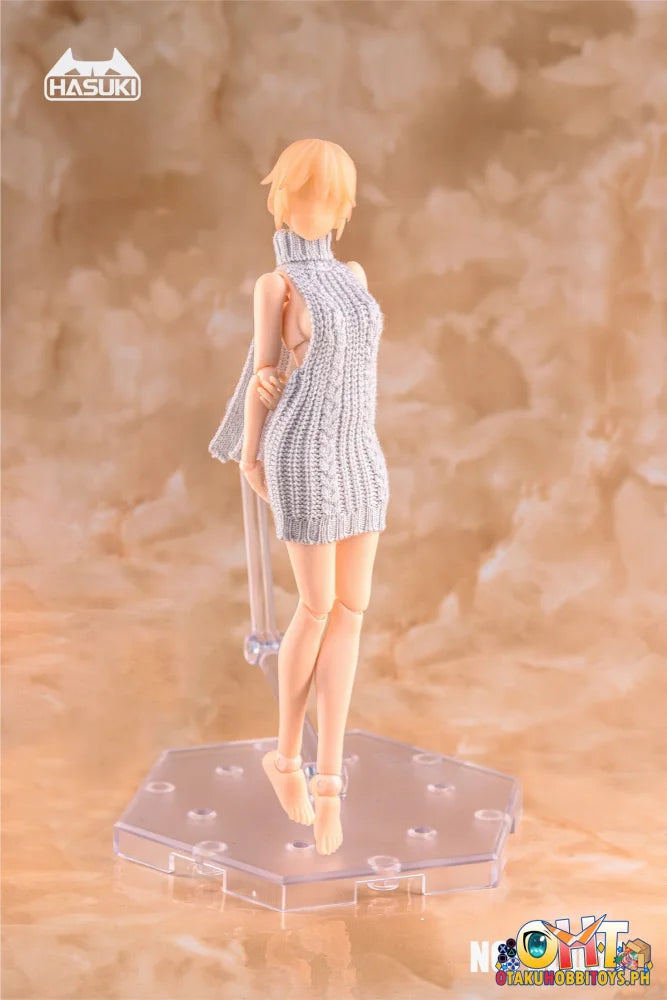 HASUKI 1/12 Action Figure Clothing Backless Hand Knitted Sweater Gray Articulated Figure
