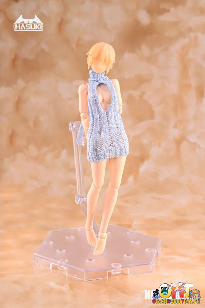 HASUKI 1/12 Action Figure Clothing Backless Hand Knitted Sweater Light Blue Articulated Figure