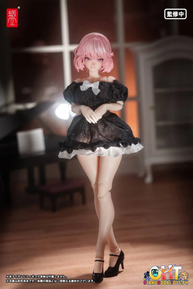 Snail Shell 1/12 Puff Sleeves One-Piece Dress (Black) Articulated Figure