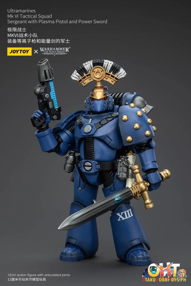 Joytoy 1/18 Ultramarines Mk Vi Tactical Squad Sergeant With Plasma Pistol And Power Sword Jt00096