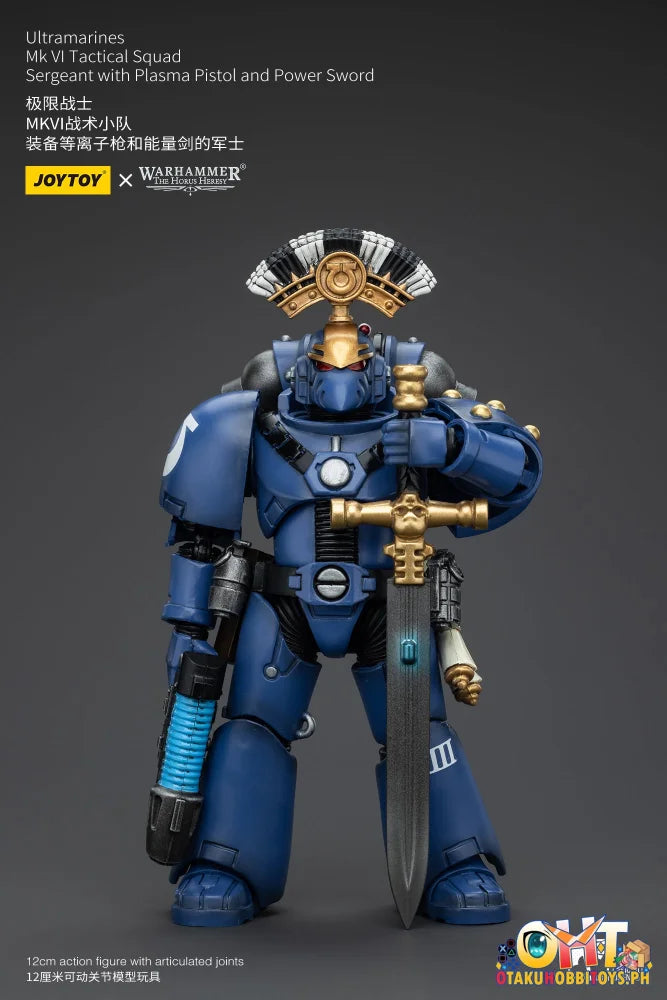 Joytoy 1/18 Ultramarines Mk Vi Tactical Squad Sergeant With Plasma Pistol And Power Sword Jt00096