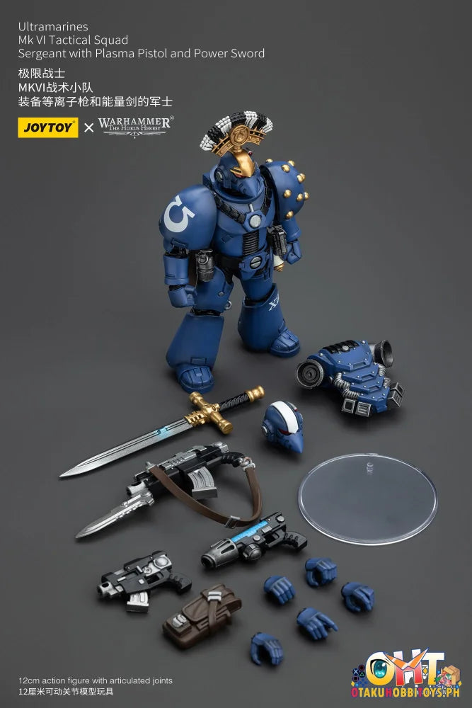 Joytoy 1/18 Ultramarines Mk Vi Tactical Squad Sergeant With Plasma Pistol And Power Sword Jt00096