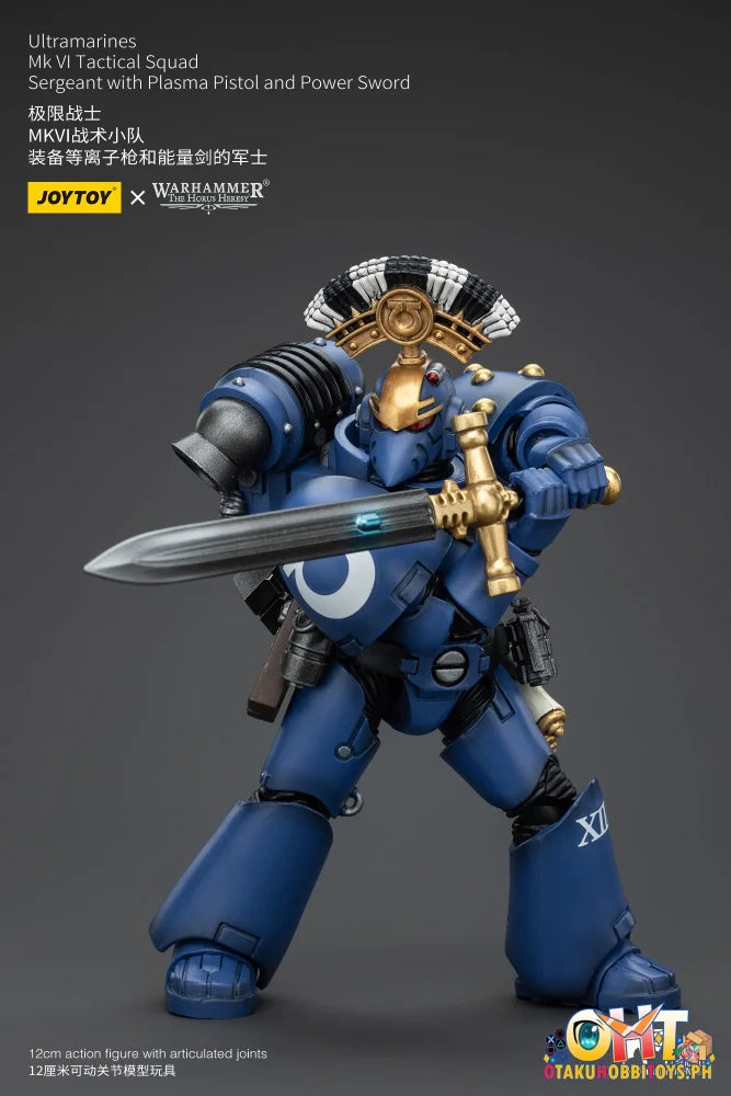 Joytoy 1/18 Ultramarines Mk Vi Tactical Squad Sergeant With Plasma Pistol And Power Sword Jt00096