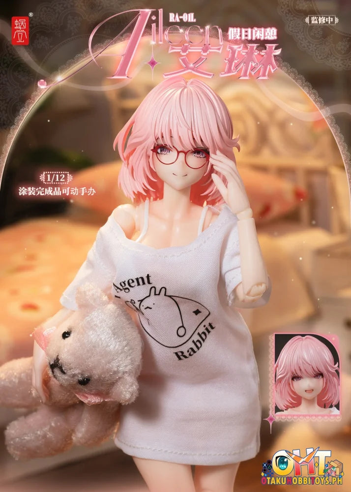 Snail Shell 1/12 Aileen Loungewear RA-01L & 1/12 universal light pink plush fabric coat Articulated Figure Plush Doll