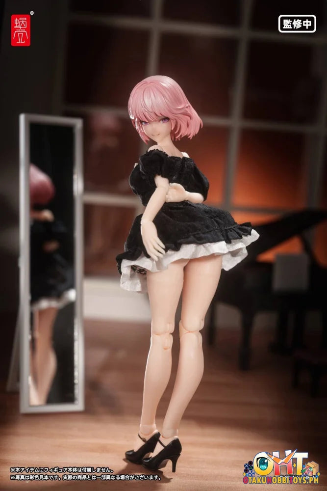 Snail Shell 1/12 Puff Sleeves One-Piece Dress (Black) Articulated Figure
