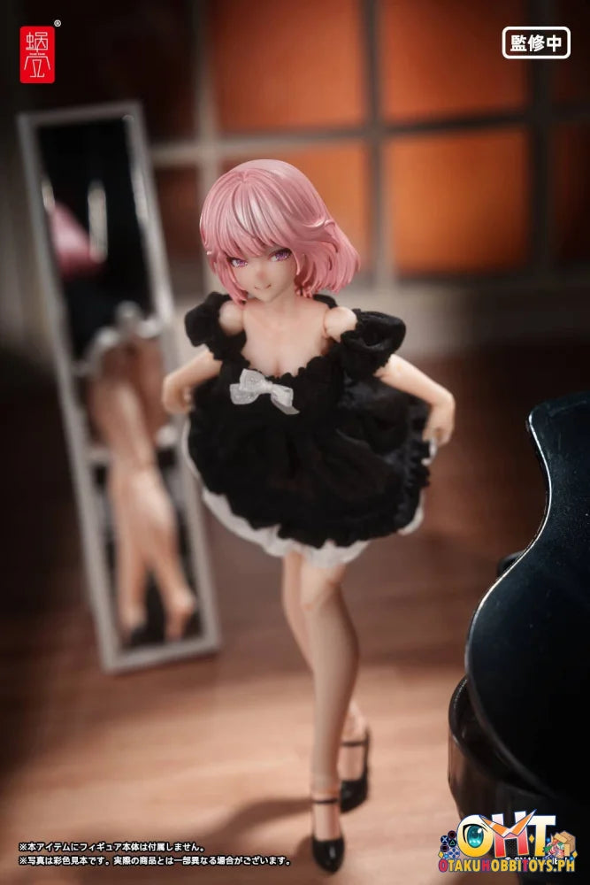 Snail Shell 1/12 Puff Sleeves One-Piece Dress (Black) Articulated Figure