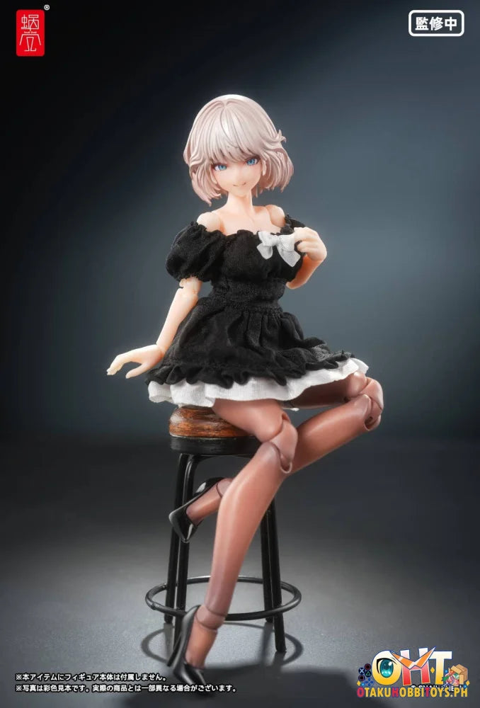 Snail Shell 1/12 Puff Sleeves One-Piece Dress (Black) Articulated Figure