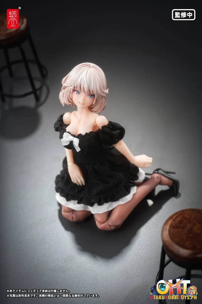 Snail Shell 1/12 Puff Sleeves One-Piece Dress (Black) Articulated Figure