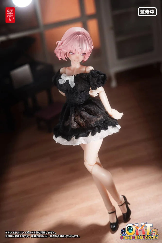 Snail Shell 1/12 Puff Sleeves One-Piece Dress (Black) Articulated Figure